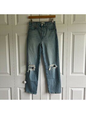 Madewell The Perfect Vintage Straight Danby Wash Knee Rip Jeans Women's Size 26